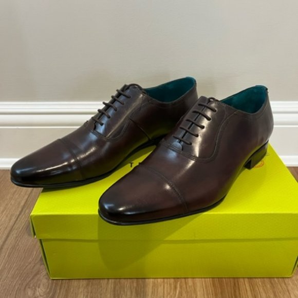 Mens Brown Leather Oxfords Dress Shoes 